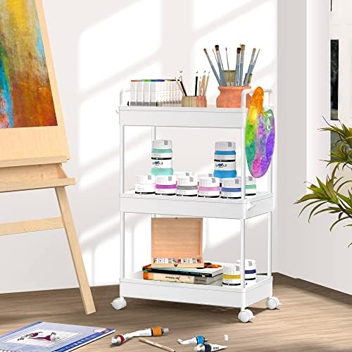 SOLEJAZZ 3 Tier Slim Rolling Storage Cart Organizer with Wheels, White - Image 5