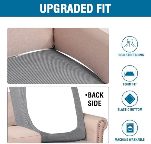 H.VERSAILTEX Super Stretch Individual Chaise Cover Sectional Couch Covers for L Shaped Sofa Both Left/Right Featuring Thick Jacquard Textured Twill Fabric (1 Piece Chaise Cover, Dove) - Image 6
