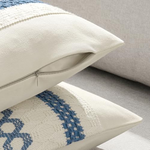 MIULEE Set of 2 Coastal Blue Boho Decorative Pillow Covers 20x20 Inch - Image 5