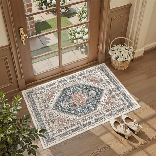 Madane Washable Area Rug 2x3 Small Entryway Rugs Non-Slip, Navy Blue - Image 2
