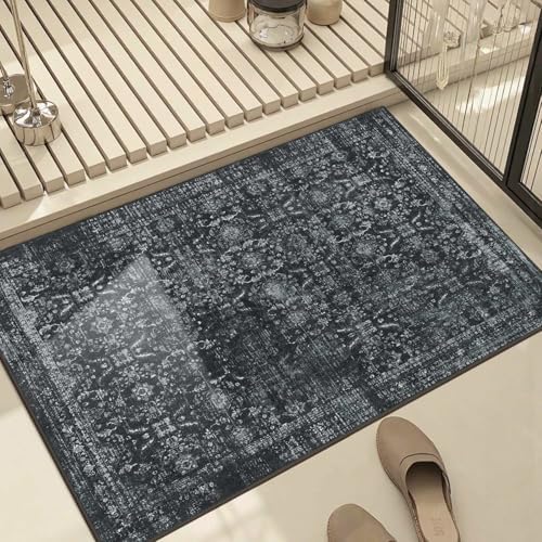 Rugxara 2x3 Entryway Rug Door Mat, Washable Samll Rug, Non Slip, Black - Image 3