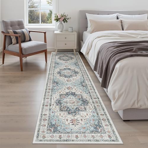 Madane Hallway Runner Rug 2x8 Washable Kitchen Rugs Non-Slip, Blue - Image 5