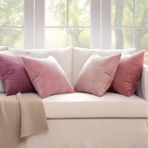 MIULEE Soft Corduroy Decorative Throw Pillow Covers Purple Pink 20x20 - Image 5