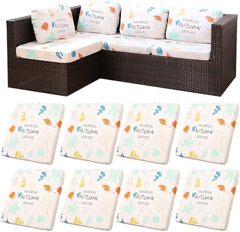 8 Pcs Outdoor Cushion Covers, Patio Sofa Cushion Covers Replacement by BIETYONE