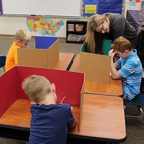 Flipside Products 18”x 48” Assorted Color Study Carrel, Red, Green, Blue, Yellow Privacy Boards, Student Privacy and Focus Booth for The Classroom, Desk Divider Cubby for Tests, Made in USA - 12 Pack - Image 5