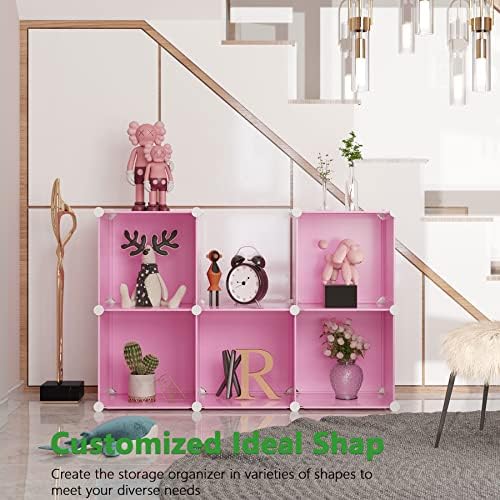 C&AHOME 6-Cube Storage Organizer Cube Shelf Closet Storage Bookcase, Pink - Image 2