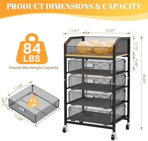 SUNALLY Rolling Makeup Cart with Drawers, Rolling Vanity Nail Cart, Black - Image 2