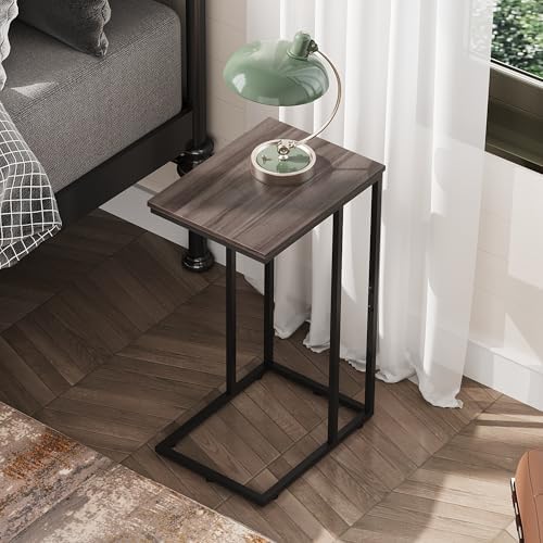 WLIVE C Shaped End Tables Set of 2, C Table Side Table for Couch, TV Trays Set of 2, Couch Side Tables that Slide Under, Small Side Table, C Table for Sofa, Living Room, Bedroom, Small Space, A-Grey - Image 5