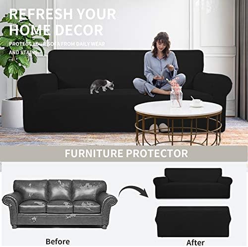 Easy-Going Stretch Oversized Chair Slipcover with Arm Washable Black - Image 4