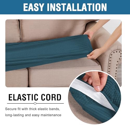 H.VERSAILTEX Super Stretch Individual Seat Cushion Covers Sofa Covers Couch Cushion Covers Slipcover Sets Thick Jacquard Textured Twill Fabric (1 Piece Chair Cushion Cover, Deep Teal) - Image 5