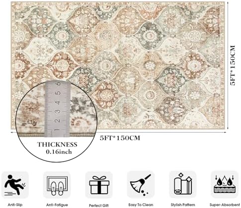 Lahome Moroccan Washable Small Rug, 3x5 Black Rugs for Bedroom Entryway - Image 2