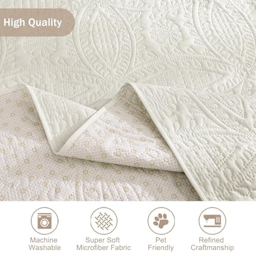 Ivory Recliner Chair Covers, Quilted Décor Water-Repellent Medium Lazy Boy Chair Covers, Pet Friendly Recliner Cover for Dogs Cats, Washable Couch Cover (Recliner 26", Ivory White) - Image 5