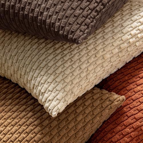 MIULEE Decorative Throw Pillow Covers 20x20 Dark Brown Textured Corduroy - Image 4