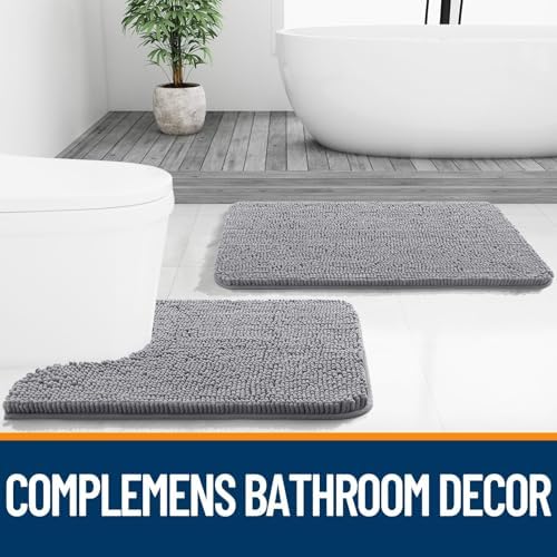 OLANLY Toilet Rugs U-Shaped 20x20, Soft Absorbent Chenille Contour Rugs - Image 7