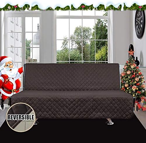 Easy-Going Reversible Couch Cover, Large Futon Sofa, Chocolate/Beige - Image 2
