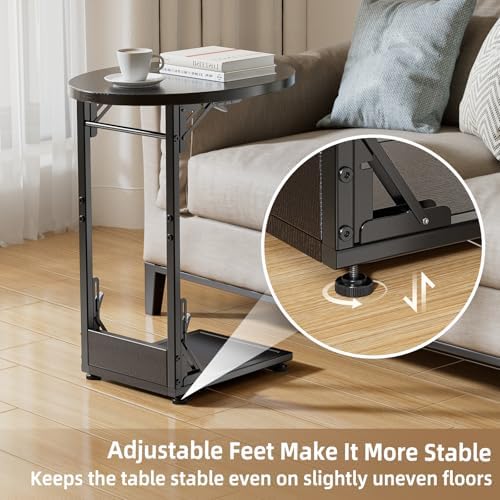 Elbourn Folding Side Table End Couch Tables, C-Shaped TV Stand for Sofa - Image 6