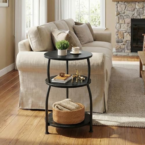 3-Tier Round Side Table, 15.7 inch End Table Nightstand - Image 2