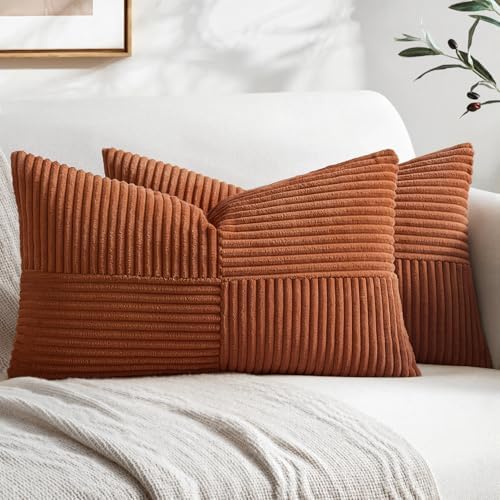 MIULEE Fall Rust Decorative Lumbar Throw Pillow Covers 12x20 Inch 2 Pack by MIULEE
