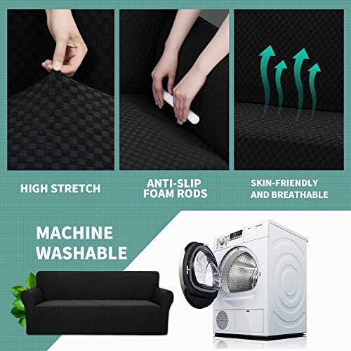 YEMYHOM Couch Cover Latest Jacquard Design High Stretch Extra Large Sofa Covers Pet Dog Cat Proof Oversized Slipcover Non Slip Magic Elastic Furniture Protector (XL Sofa, Black) - Image 4