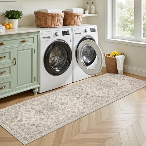 Hallway Runner Rug: 2.6x8 Kitchen Rugs for Living Room Brown Beige - Image 4