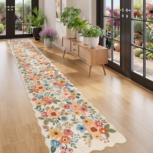 DUKINO 2x12 Washable Runner Rug, Long Runner Rug for Hallway, Beige Yellow - Image 3