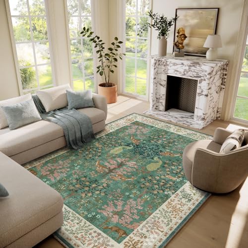 Washable Area Rugs for Living Room: 6x9 Bedroom Rug Stain Resistant Non Slip Low Pile Lightweight Soft Carpets for Living Room Dining Room Kitchen Nursery Kids Room Farmhouse Indoor by palohom