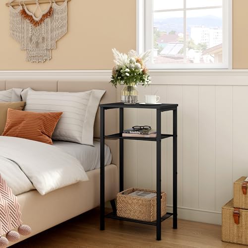 Hoctieon 2-Set 3 Tier End Table, Telephone Table Set of 2, Tall Side Table with Storage Set of 2, Small Nightstand for Small Spaces, Metal Frame, for Living Room, Bedroom, Sofa Couch, Black - Image 5