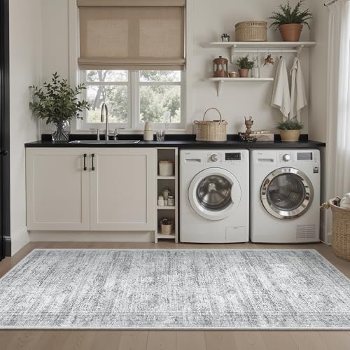 Soalmost Runner Rug 2x5 Washable Non-Slip Kitchen Entry Runners Grey - Image 4