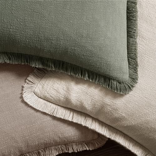 MIULEE Boho Linen Fringe Decorative Fall Throw Pillow Covers Dune 18x18 - Image 4