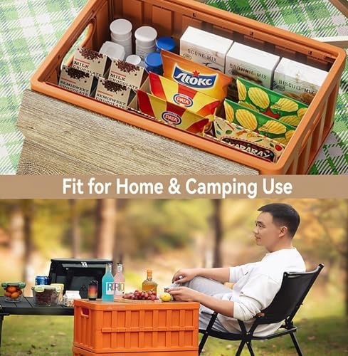 VIMI 50L Collapsible Storage Bins with Lids Stackable Utility Crates with Handles Plastic Large Folding Containers for Organizing Tools,Books,Food,Drinks,Camping&Transport(Muted Red-3 Packs) - Image 2