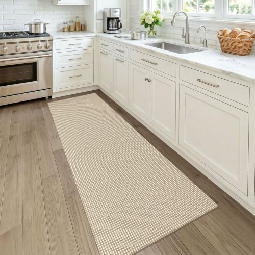 KOZYFLY Runners for Hallways 2x7 ft Washable Kitchen Runner Non Slip Rubber Backed Hall Runners Cotton Entryway Runner Rugs for Indoor Backdoor Bedroom Kitchen, Ivory Beige - Image 2