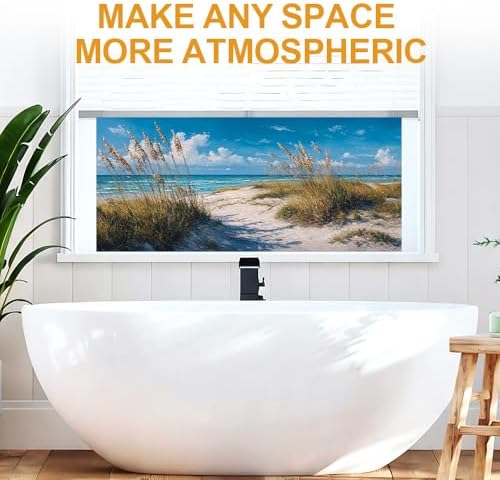 Cmialusie Beach Grass Window Film 17.3 x 39.3 Inch Cling - Image 2