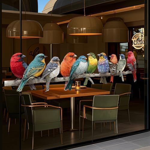 ANNA QUEEN Colorful Birds Wall Decals Peel and Stick Bird Wall Stickers on Branch, Removable Vinyl Nature Wildlife Wall Decor for Living Room Bedroom Nursery Window Hallway Large Bird Wall Art - Image 5