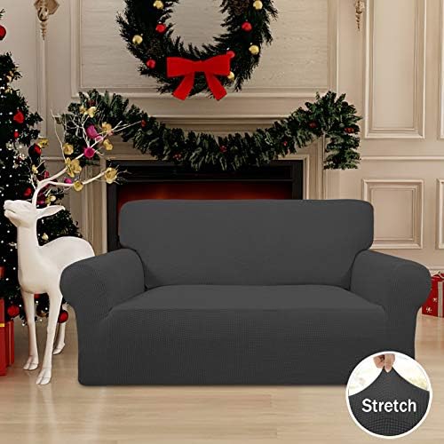 Easy-Going Stretch Loveseat Couch Covers Washable Dark Gray - Image 2