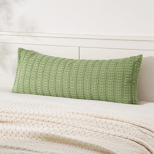 MIULEE Lumbar Corduroy Throw Pillow Cover for Bed 14x36 Beige Pack of 1 by MIULEE