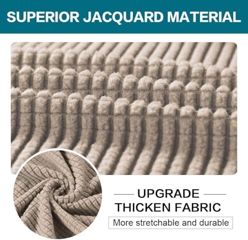 Turquoize 4 Piece Sofa Covers for 3 Cushion Couch Sofa Slipcover Soft Couch Cover for Dogs Washable Furniture Cover with 3 Individual Large Cushion Covers Feature Fabric (Large Sofa, Sand) - Image 3