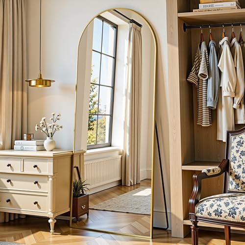 58"x18" Arched Full Length Mirror, Full Body Mirror, Gold - Image 3