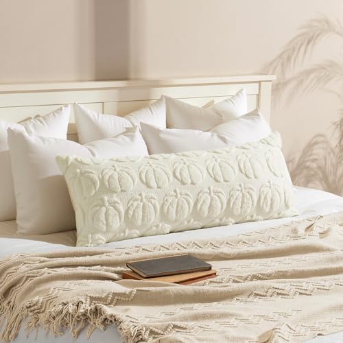 MIULEE Fall Pillow Cover Pumpkin Fall Decor Lumbar 14x36 Cream White by MIULEE
