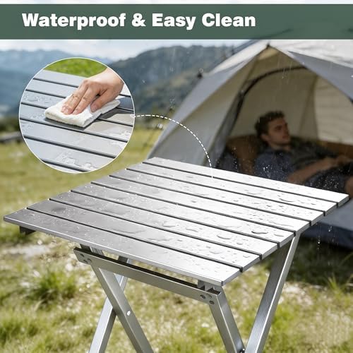 SUNNYFEEL Folding Camping Table - Lightweight Aluminum Portable Picnic Table for Cooking, Beach, Hiking, Travel, Fishing, BBQ, Indoor Outdoor Small Foldable Camp Tables - Image 4