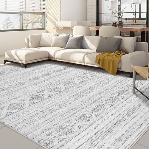 Nakagishi 10x12 Area Rug Living Room: Washable Boho Large Neutral Soft Farmhouse Modern Rugs Stain Resistant Moroccan Non-Slip Indoor Carpet for Bedroom Nursery Kids Office Dining Room- Dark Grey by NakagishiAreaRug