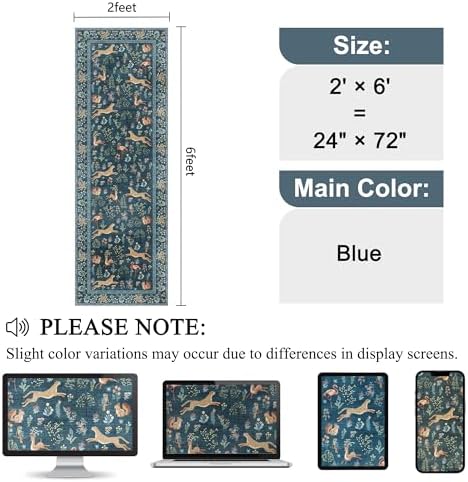 DUKINO 2x6 Runner Rug, Washable Animal Kitchen Rugs Non Slip, Blue - Image 2