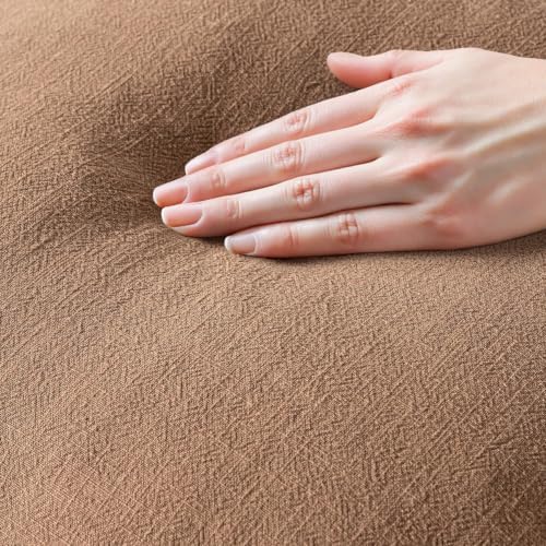 MIULEE Linen Fringe Decorative Fall Euro Throw Pillow Covers Brown 26x26 - Image 2
