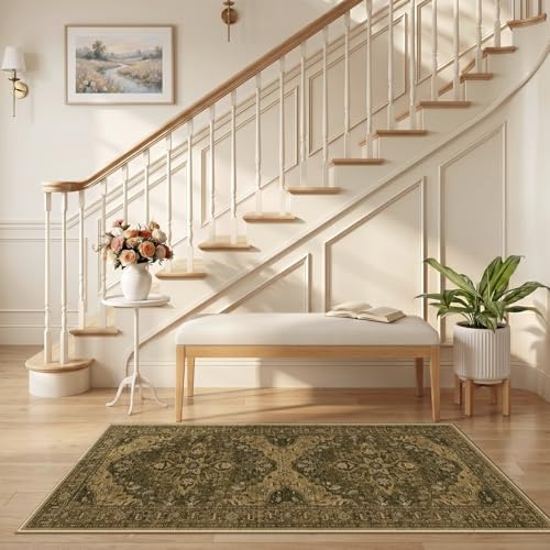 RELEANY Washable Area Rug, Runner 2'6"x5', Brown/Dark Brown - Image 2