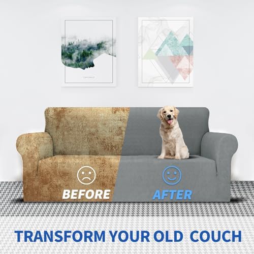 MAXIJIN Chair Covers for Living Room 1 Piece Stretch Sofa Chair Slipcovers with Arms (31"-46") Furniture Protector for Dog Pet Couch Armchair Cover (Chair, Diamond Pattern Light Gray) - Image 5