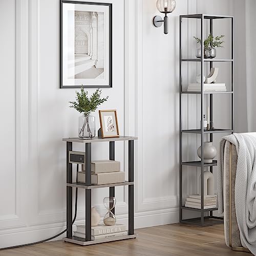 TUTOTAK Small Narrow Side Table with Charging Station, Skinny End Table - Image 7