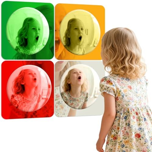 4PCS Sensory Wall Bubble Mirror, Color Convex Acrylic Mirror, 10 X 10 Inch by Suteng
