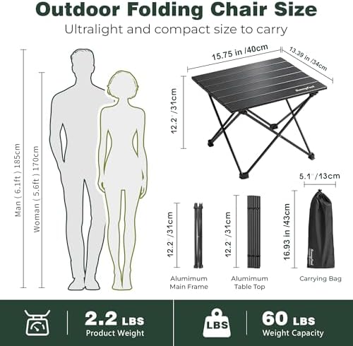 SUNNYFEEL Small Camping Table - Ultralight Portable Folding Table - Image 2