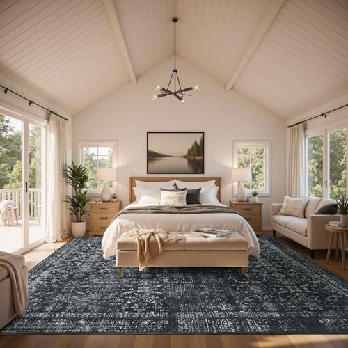 Rugxara Black 10x14 Area Rugs for Living Room Bedroom Large Washable Rug - Image 4