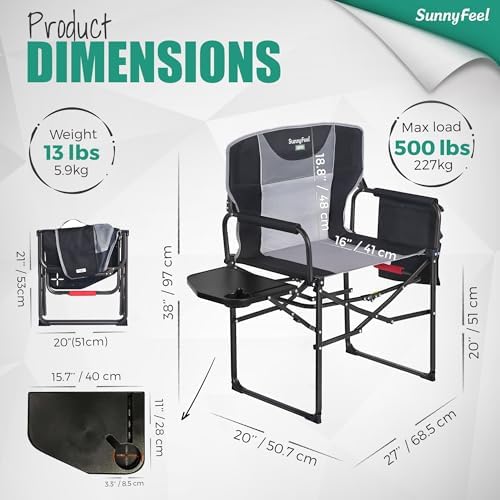 SUNNYFEEL Oversized Directors Camping Chair for Adults with Side Table - Image 2