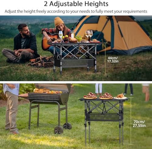 Anbte 2ft Small Roll Up Camping Table, Aluminum Portable, 25” X 16”, Black - Image 4